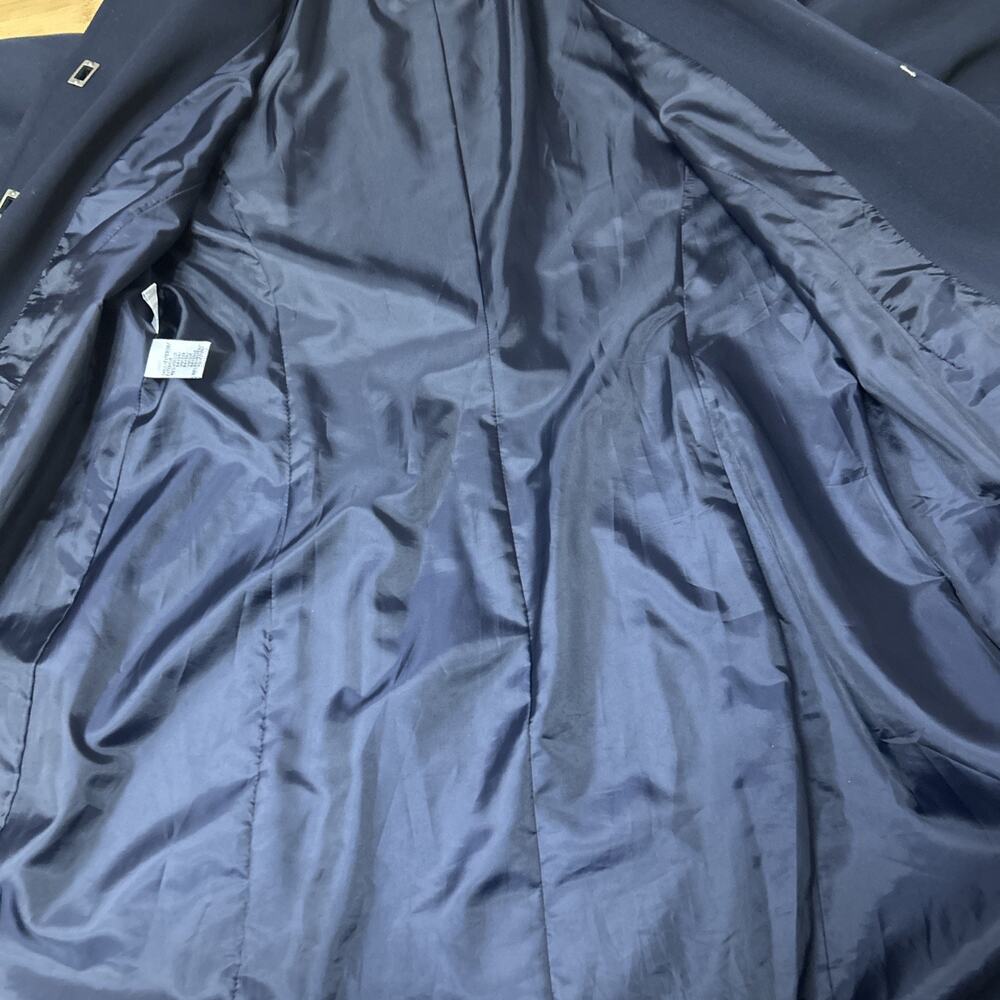 Vintage Rena Rowan Navy Coat Dress Geometric Buttons Cool Girl Sz 8 - Picture 8 of 9